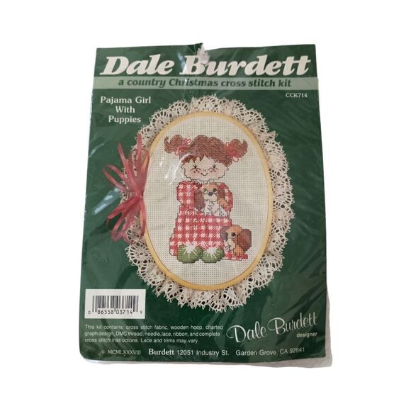 1988 Dale Burdett Cross Stitch Kit Pajama Girl With Puppies CCK714 Cottagecore. - Picture 8 of 12